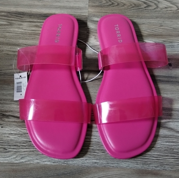 Torrid Lucite Strappy Sandal Wide Width Pink size 9WW - Picture 1 of 6